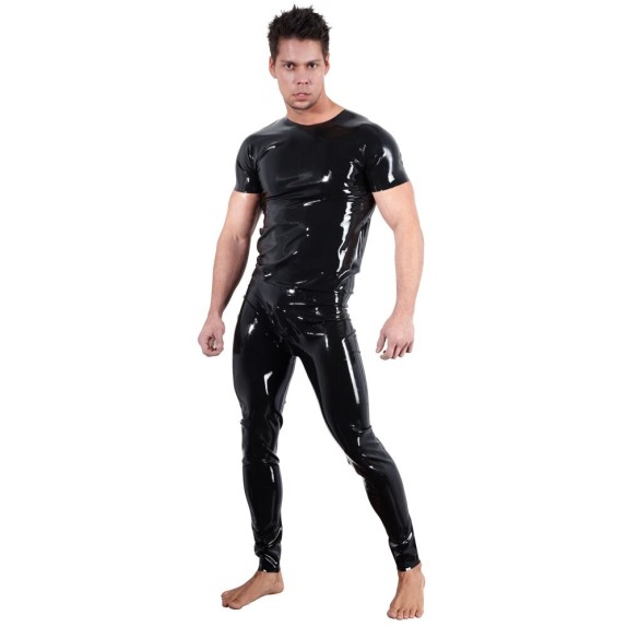 MAGLIETTA SEXY PER UOMO IN LATEX MANICHE CORTE