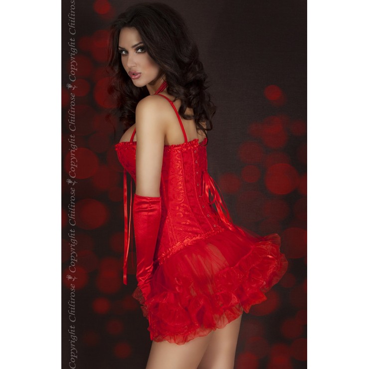BUSTINO SEXY ROSSO BROCCATO CON GANCETTI 2