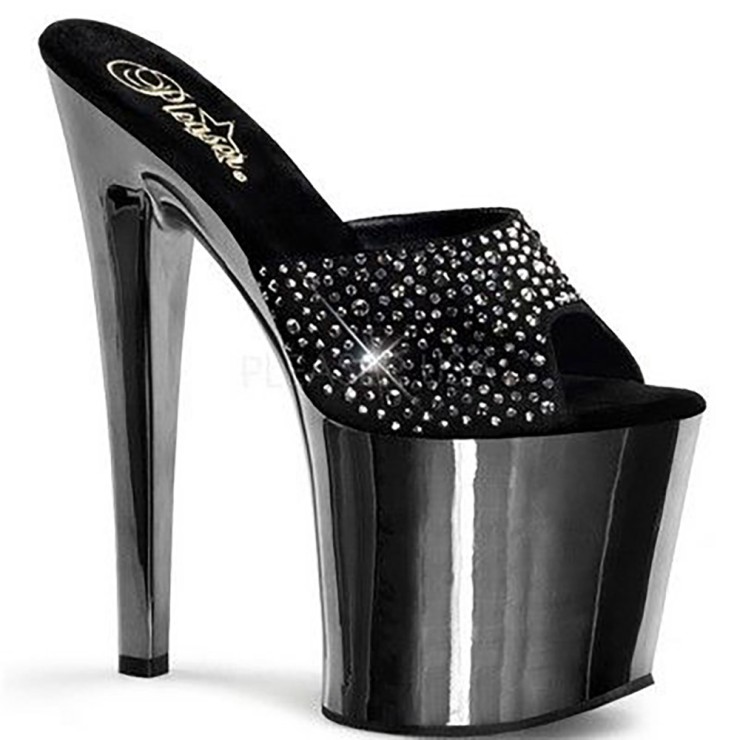 SANDALI LAP DANCE METALLIZZATI CON BORCHIE 19 CM
