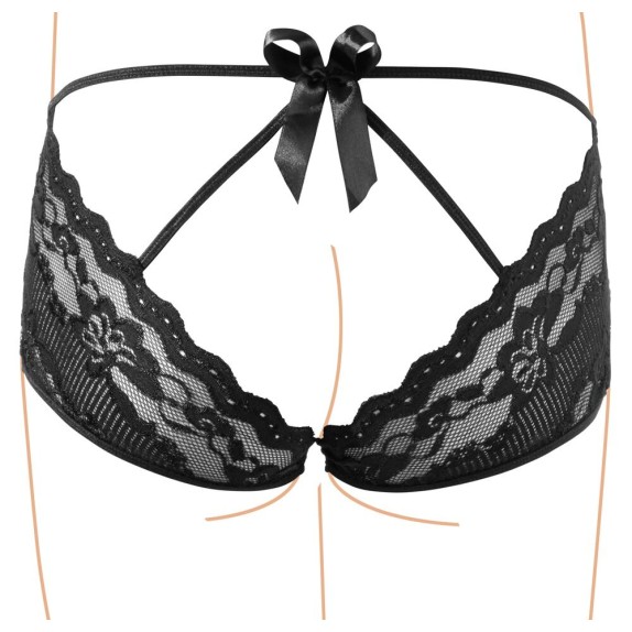 CULOTTE PIZZO APERTE NERE CON FIOCCO