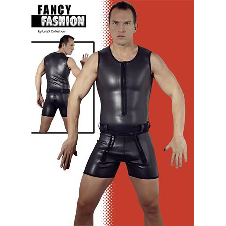 TUTA IN LATTICE ELASTICIZZATO PER UOMO NERA CON ZIP