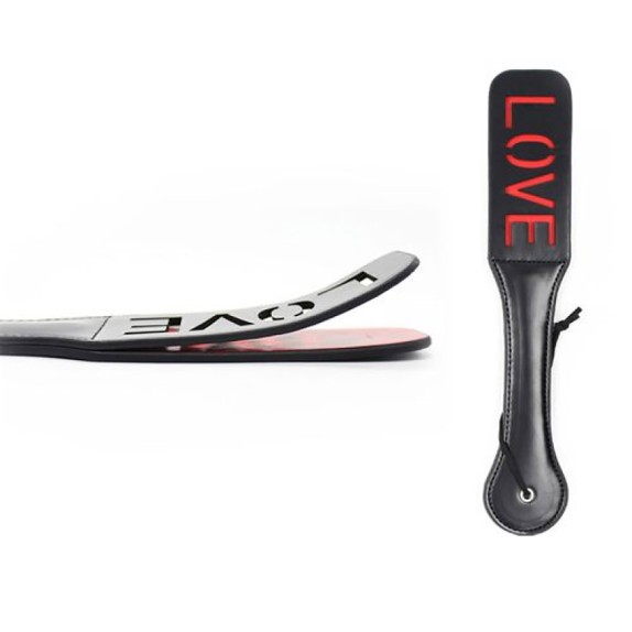 PADDLE CON LATO SCRITTA LOVE E LATO LISCIO APRIBILI BDSM SPANKING ROSSO E NERO