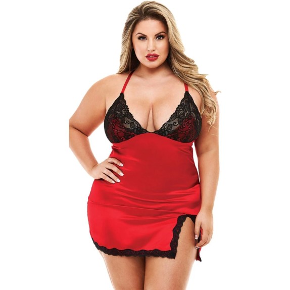 CHEMISE SEXY IN RASO E PIZZO TAGLIA GRANDE