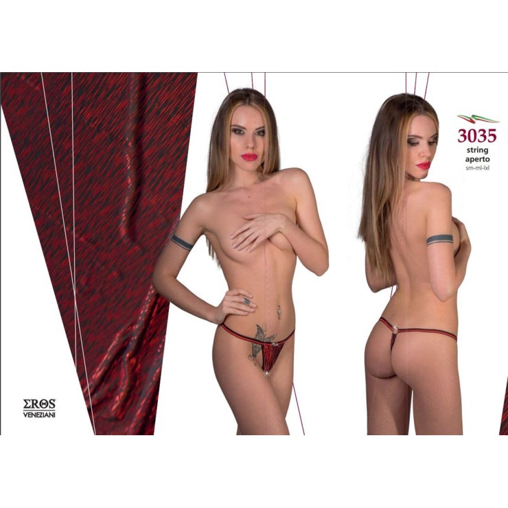 STRING PERIZOMA SEXY PER DONNA IN LAME' ROSSO APERTO...