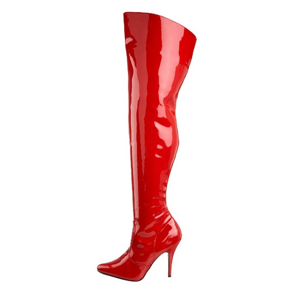 STIVALI SEXY IN VERNICE ROSSA SOPRA IL GINOCCHIO TACCO CM. 12