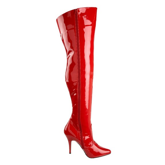 STIVALI SEXY IN VERNICE ROSSA SOPRA IL GINOCCHIO TACCO CM. 12