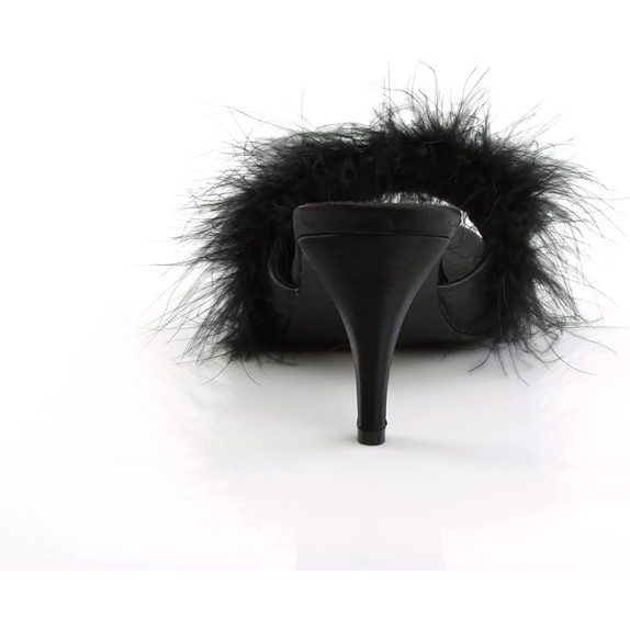 SANDALO SEXY TACCO BASSO CON TOMAIA IN PELLE E PELO AMOUR PLEASER