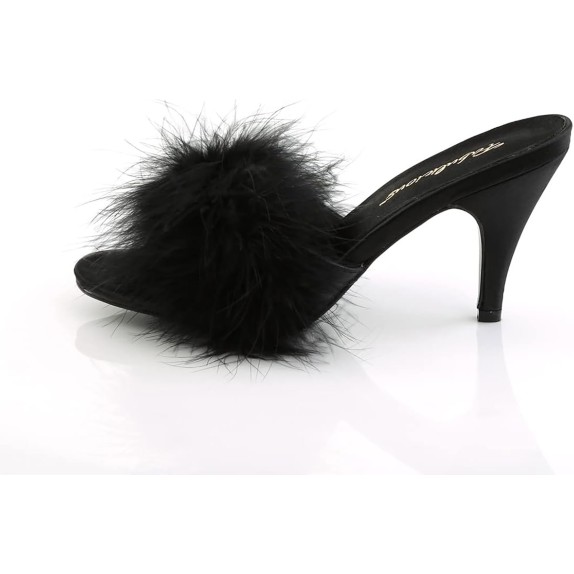 SANDALO SEXY TACCO BASSO CON TOMAIA IN PELLE E PELO AMOUR PLEASER
