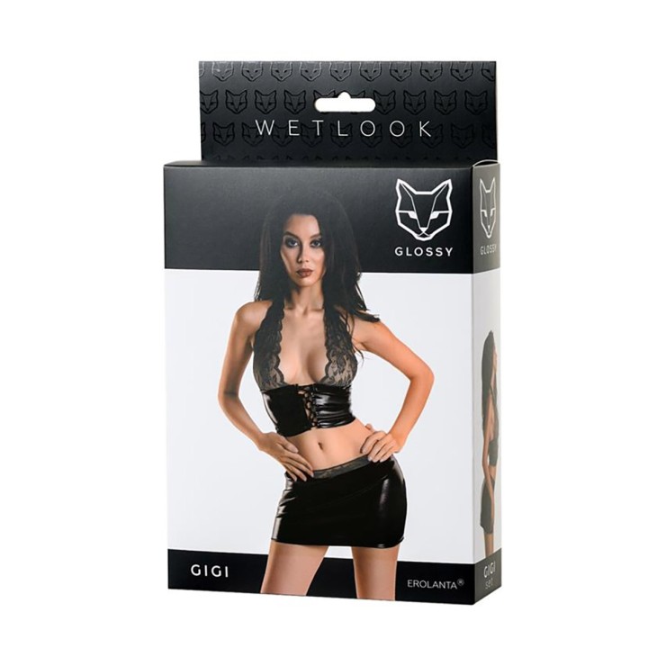 TOP E MINIGONNA SEXY IN SPANDEX GIGI GLOSSY TAGLIA...