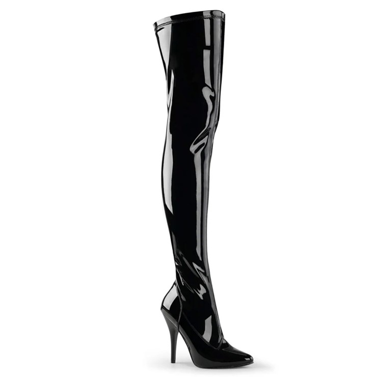 STIVALI SEXY IN VERNICE NERA SOPRA IL GINOCCHIO TACCO CM. 12