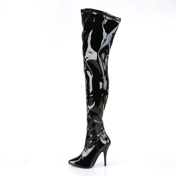 STIVALI SEXY IN VERNICE NERA SOPRA IL GINOCCHIO TACCO CM. 12