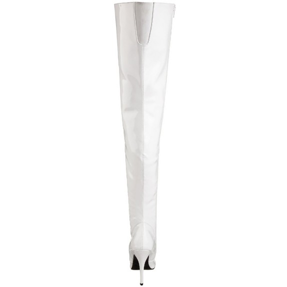 STIVALI SEXY IN VERNICE BIANCA SOPRA IL GINOCCHIO TACCO CM. 12 PLEASER
