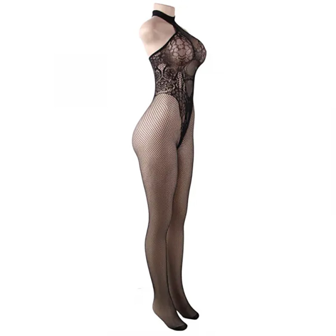 TUTA CATSUIT A RETE CON RICAMI SEXY PER DONNA...