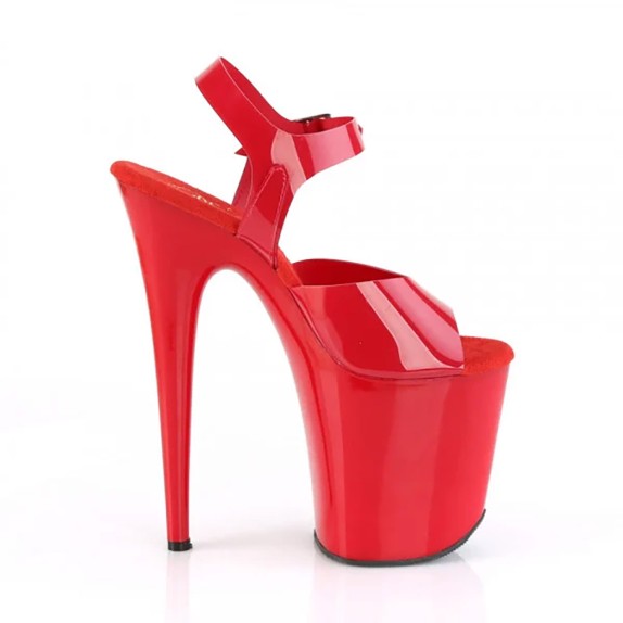 SANDALO SEXY PER DONNA TACCO 20 CM IN VERNICE ROSSA CON CINTURINO FLAMINGO PLEASER