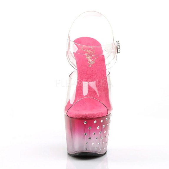 SANDALI SEXY TACCO CM. 18 ROSA CON STRASS E CINTURINO PLEASER