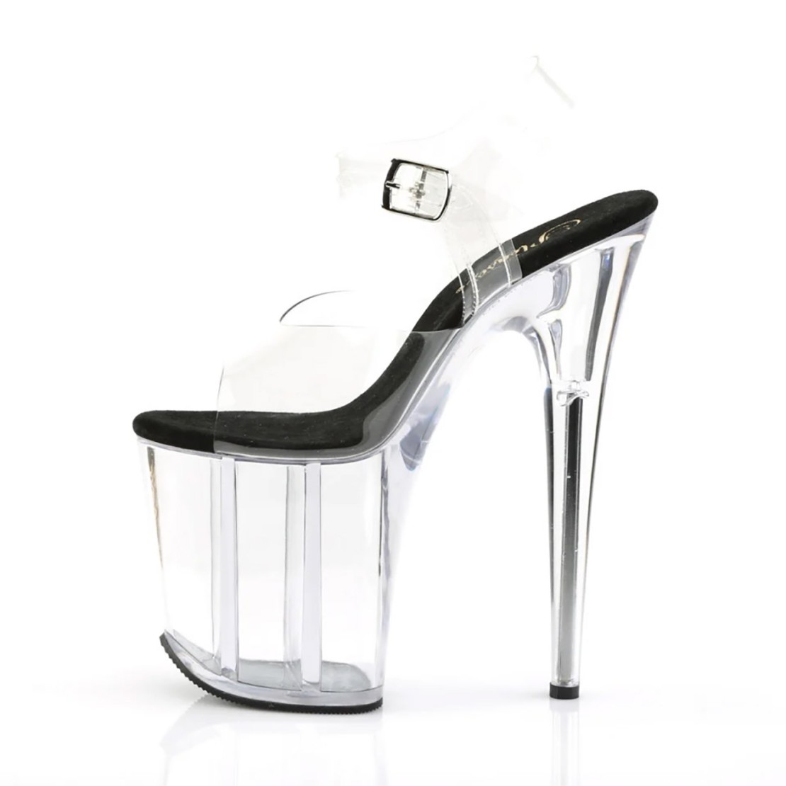 SANDALI SEXY TACCO 20 CM TRASPARENTI CON CINTURINO