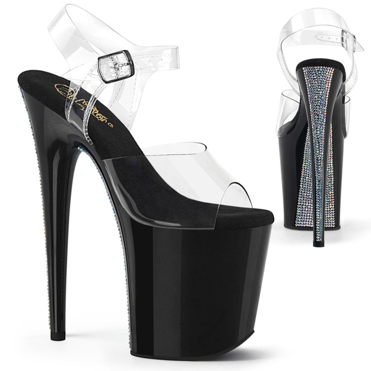 SANDALI SEXY PER DONNA TACCO 20 CM CON CINTURINO E...