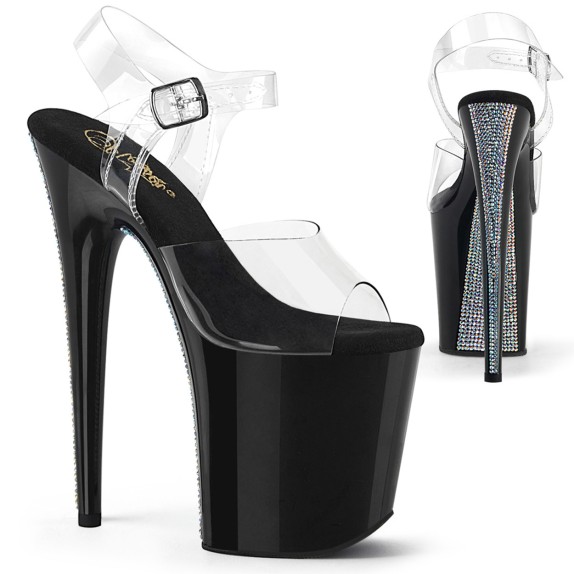 SANDALI SEXY PER DONNA TACCO 20 CM CON CINTURINO E SOTTOPIEDE IN VELLUTO PLEASER