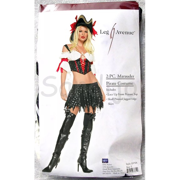 COSTUME TRAVESTIMENTO SEXY PER DONNA DA PIRATA SET 2 PEZZI