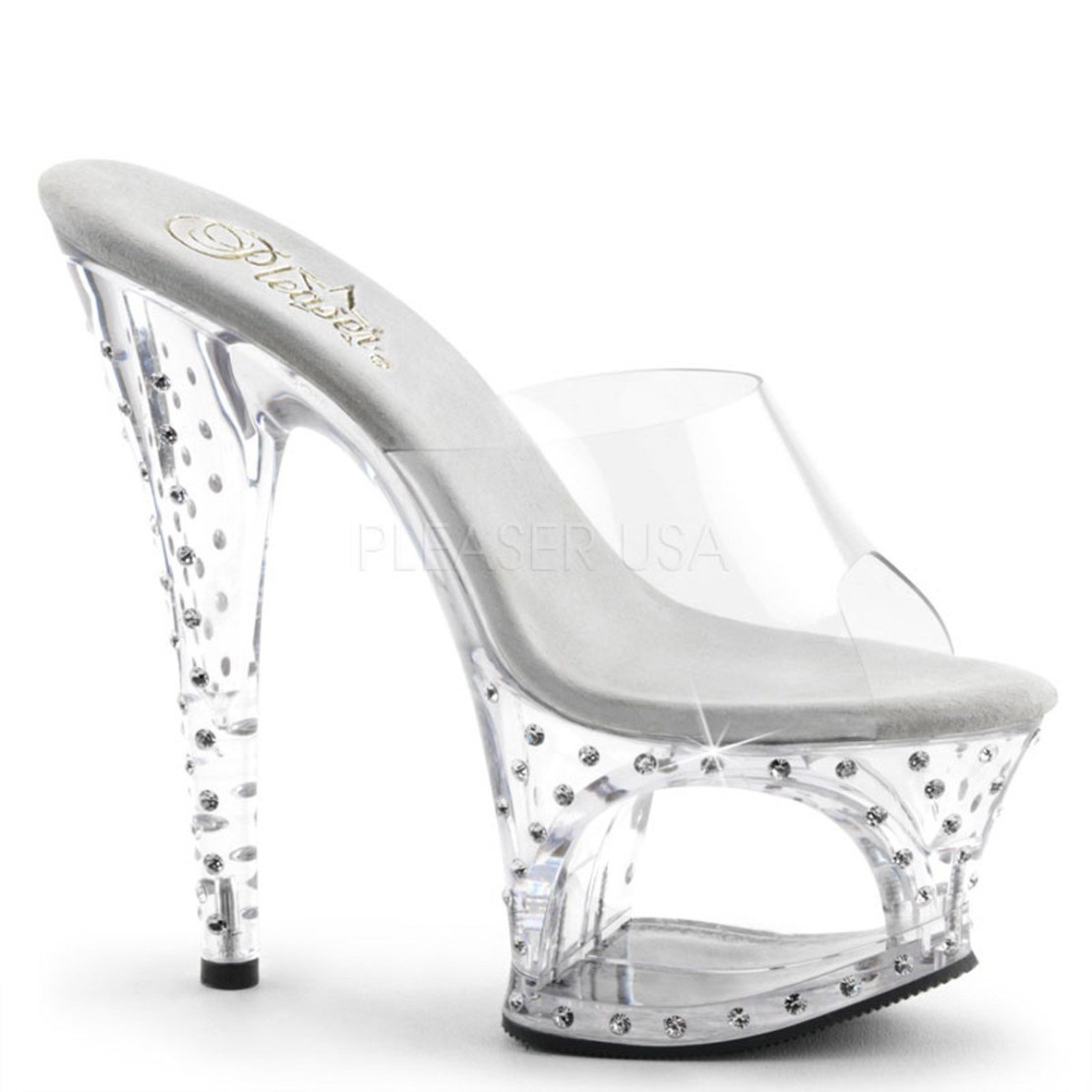 SANDALI TACCO 17,5 CM TRASPARENTI CON STRASS E...