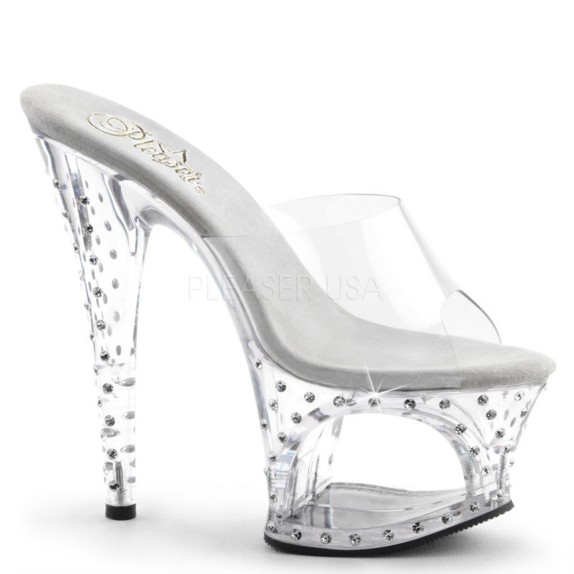 SANDALI TACCO 17,5 CM TRASPARENTI CON STRASS E ZOOM