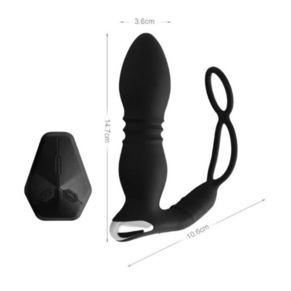 STIMOLATORE PROSTATICO CON MOVIMENTO E VIBRAZIONE+ANELLO E TELECOMANDO FERVENT