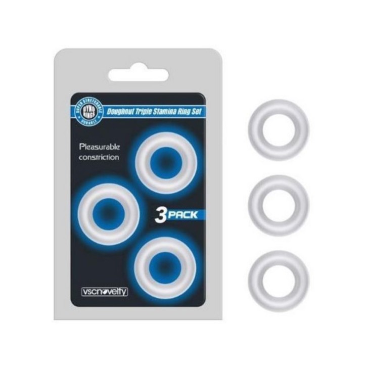 SET 3 ANELLI RING PER PENE MORDIBI TRASPARENTI DA 1,8 CM...