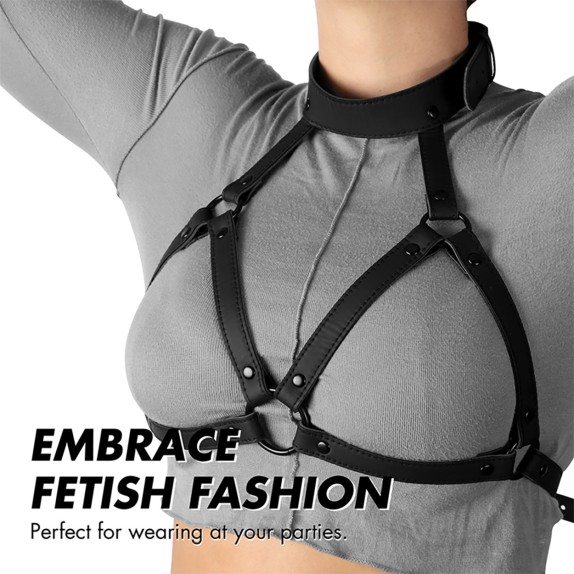 REGGISENO HARNESS APERTO SEXY DONNA REGOLABILE PELLE VEGANA