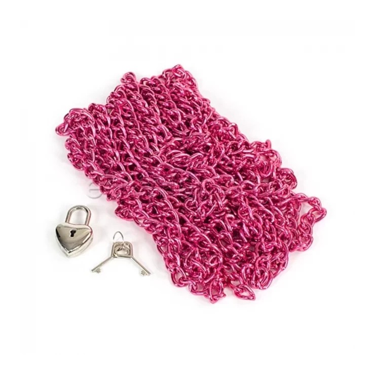 CORDA IN METALLO FUCSIA CATENA CON LUCCHETTO A CUORE... 2