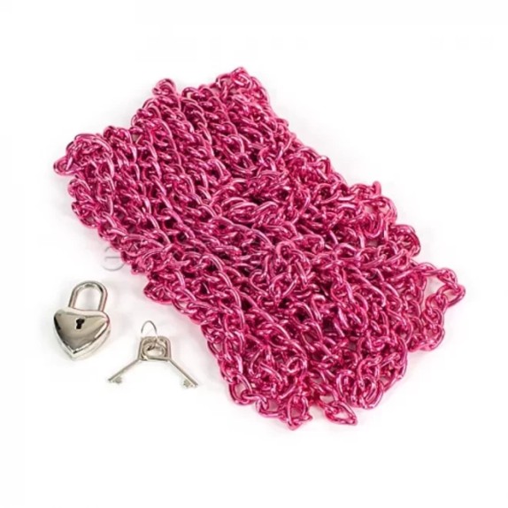 CORDA IN METALLO FUCSIA CATENA CON LUCCHETTO A CUORE ULTIMATE BONDAGE