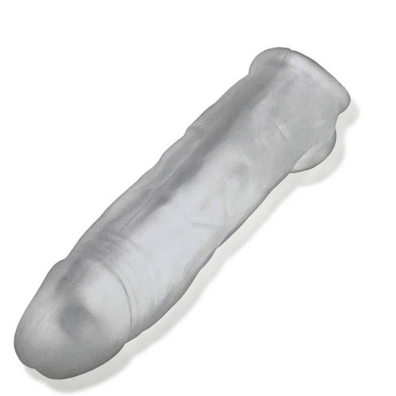 GUAINA E PROLUNGA PENE TRASPARENTE CON INSERTO PUNTA PIENA E COCKRING