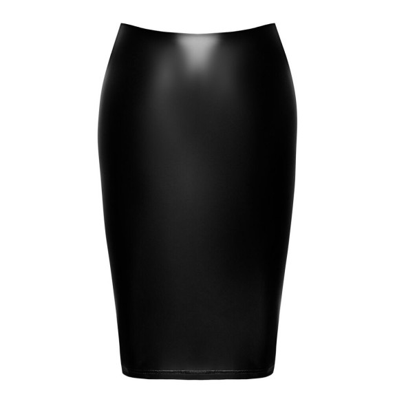 GONNA LUNGA IN SPANDEX NERO LUCIDO CON SPACCO POSTERIORE