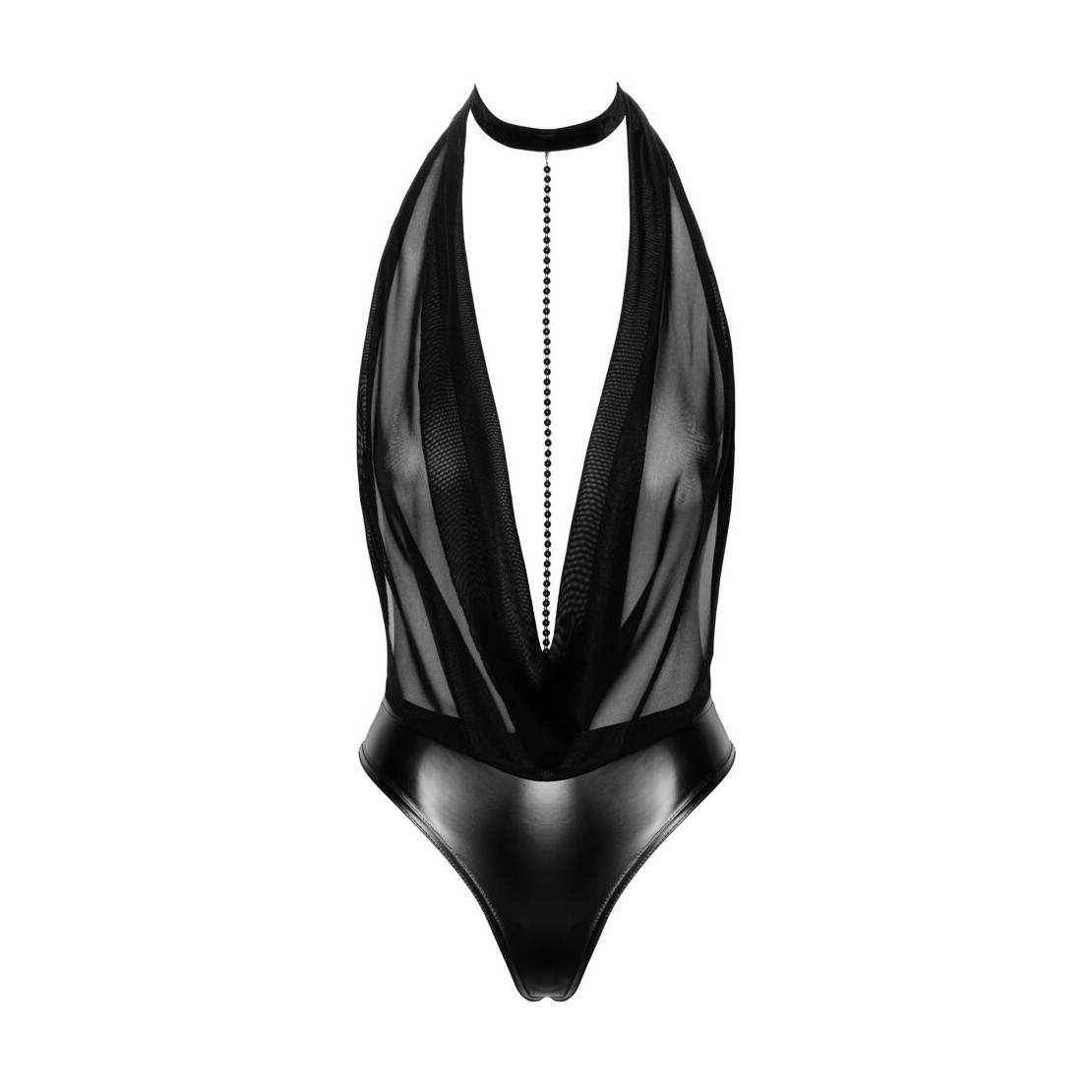 BODY SEXY PER DONNA AMPIO SCOLLO CON CATENINA E...