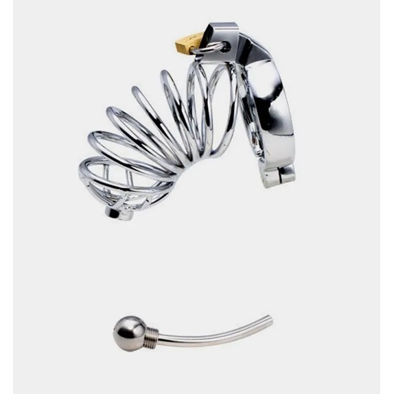 GABBIA PER PENE IN ACCIAIO SEXY TOY CON SONDA URETRALE