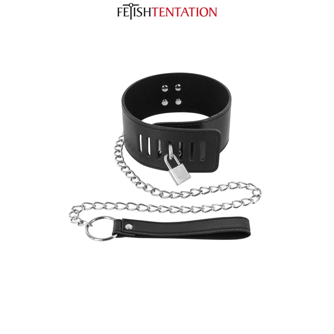 COLLARE REGOLABILE NERO SEX TOY CON LUCCHETTO E...