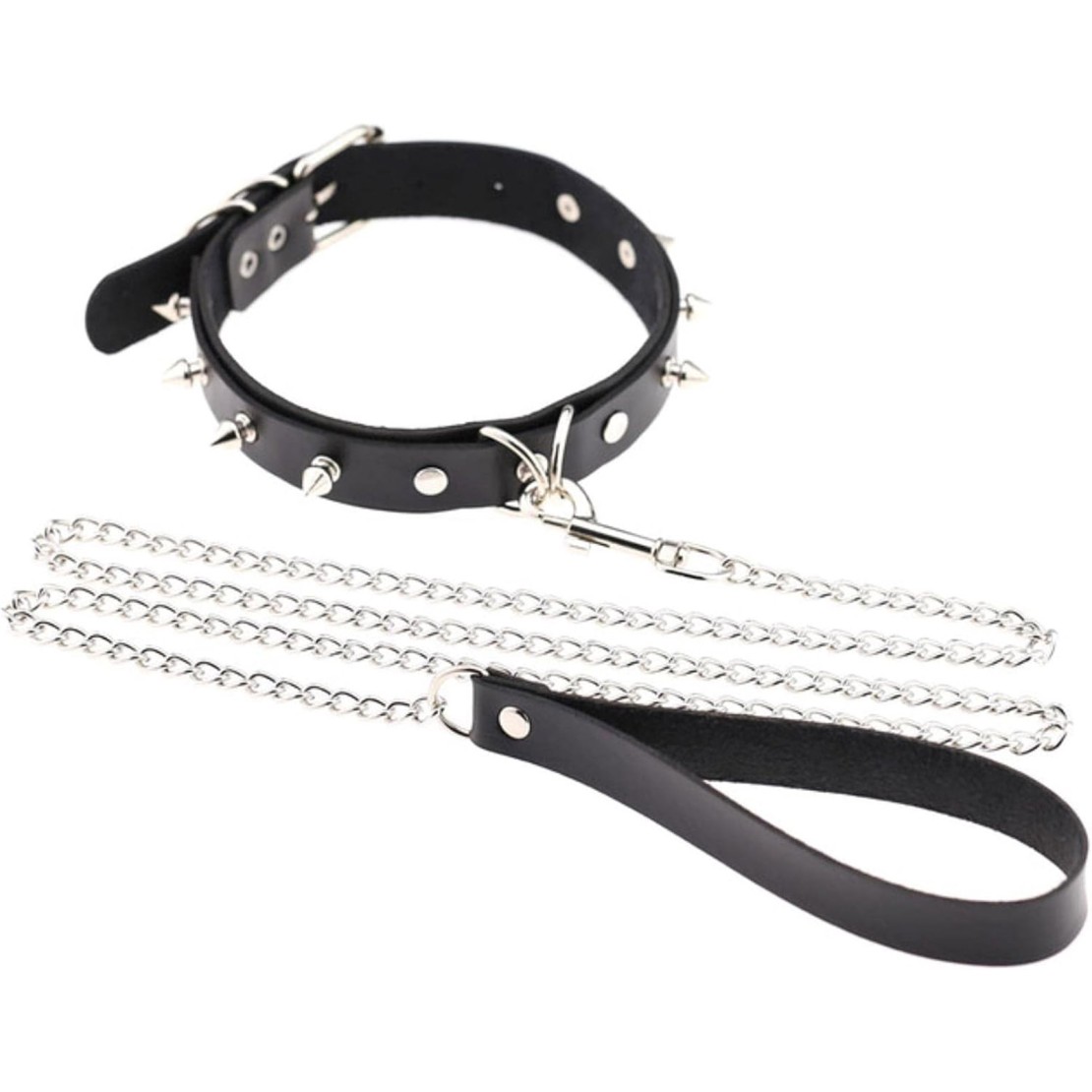 COLLARE REGOLABILE NERO SEX TOY CON BORCHIE