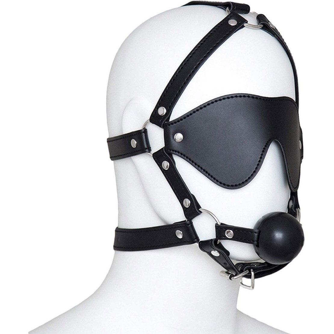 MASCHERA CON BENDA E BALL GAG PER GIOCHI DI...