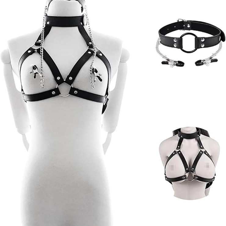 APRIBOCCA CON PINZE PER CAPEZZOLI SEX TOY PER GIOCHI... 2