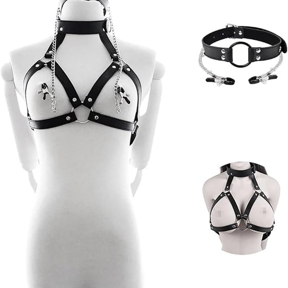 APRIBOCCA CON PINZE PER CAPEZZOLI SEX TOY PER GIOCHI SADOMASO