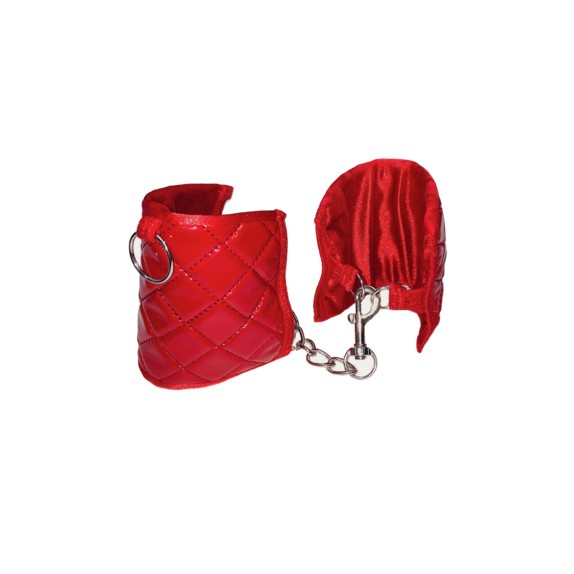 SET MANETTE PIU COLLARE ROSSO A QUADRETTI BOMBATI OBSESSIVE