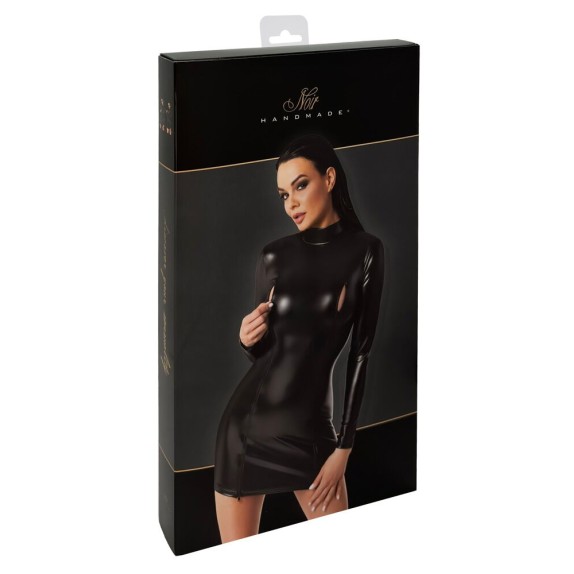 MINIABITO SEXY DA DONNA IN SPANDEX CON CERNIERE DAL SENO IN GIU' NOIR