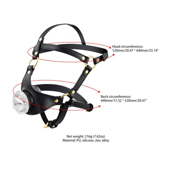 HARNESS PER LA TESTA CON MASTURBATORE PER UOMO A FORMA DI BOCCA