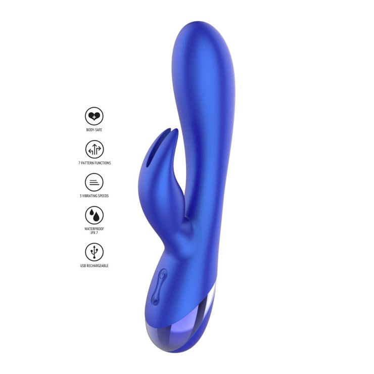 VIBRATORE RABBIT BLU METALLIZZATO PER DONNA EVERLASTING...