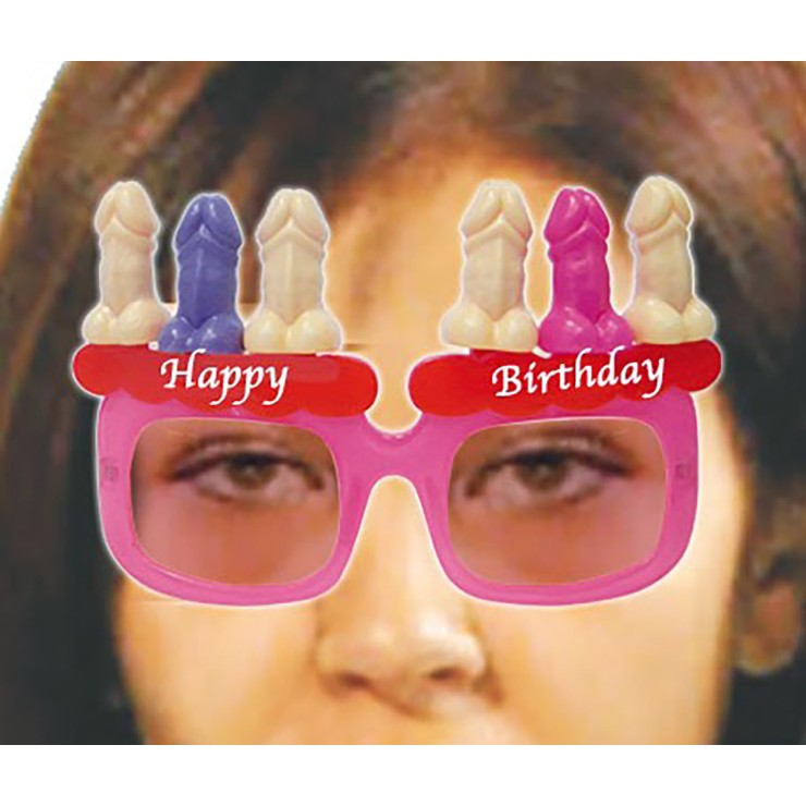 OCCHIALI SCHERZOSI CON PENI COLORATI HAPPY BIRTHDAY