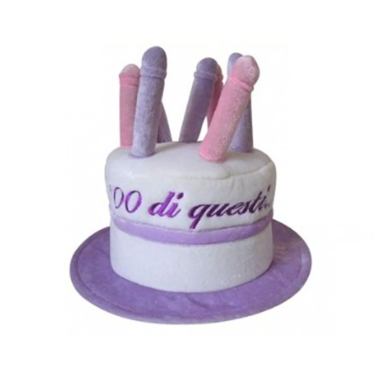 CAPPELLO A CILINDRO CON PENI DI PELUCHES E SCRITTA 100 DI...