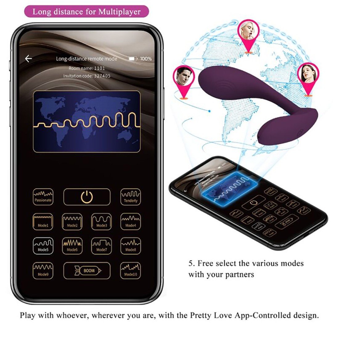 STIMOLATORE DOPPIO PER DONNA VIBRATORE CON APP...