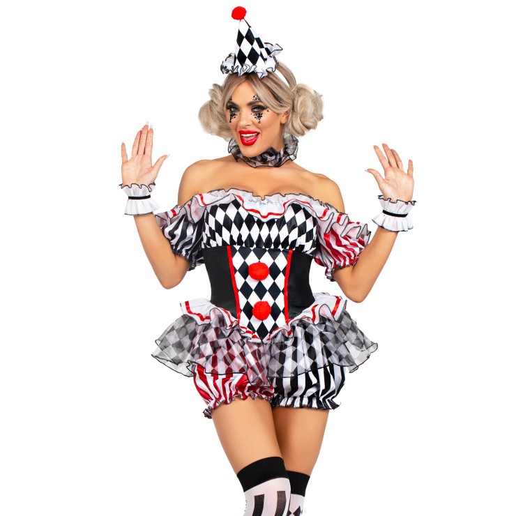 4 PEZZI ARLECCHINO TRAVESTIMENTO SEXY PER DONNA LE AVENUE