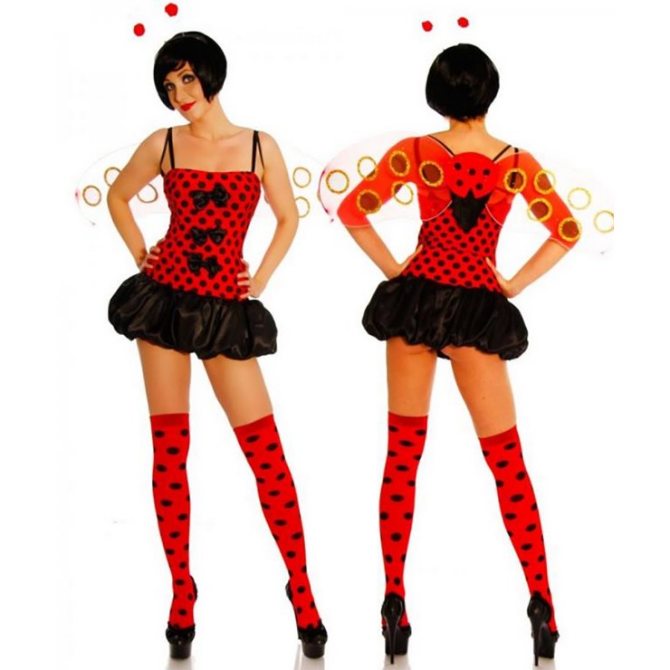 COSTUME TRAVESTIMENTO DA COCCINELLA SEXY CON ALI E...
