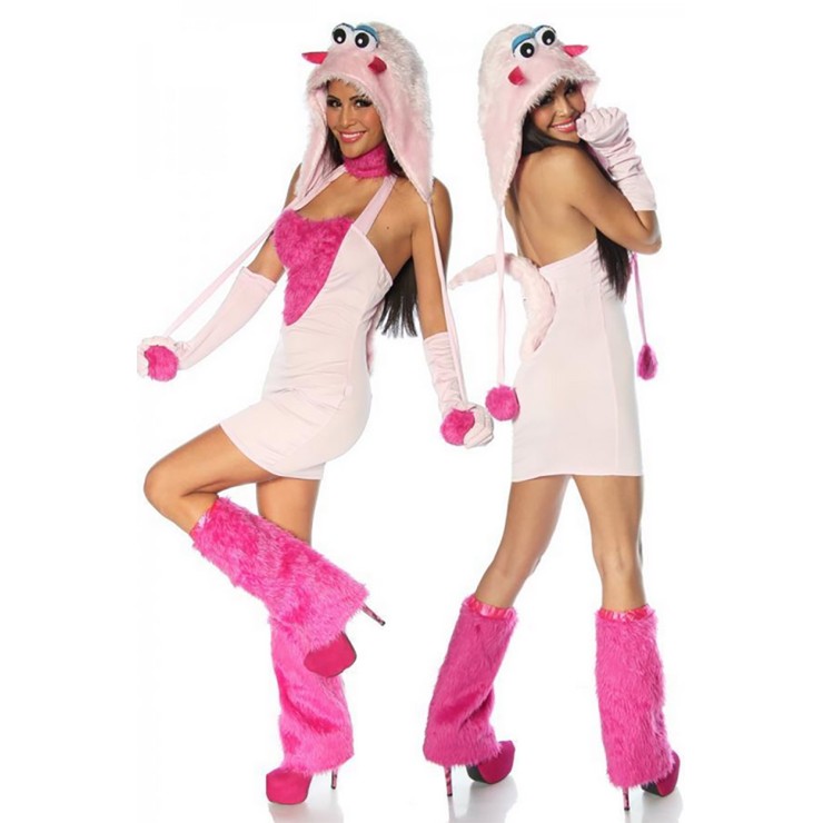 COSTUME TRAVESTIMENTO DA MOSTRICIATTOLO ROSA SEXY SET 4 PZ