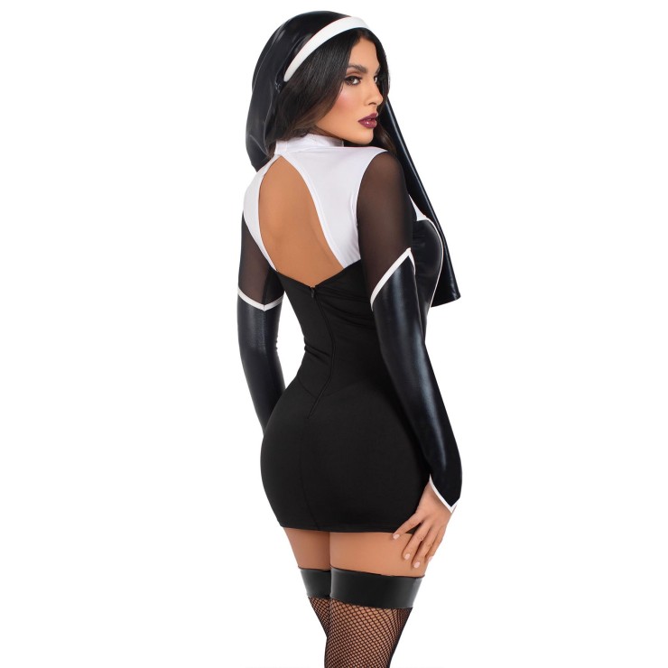 COSTUME TRAVESTIMENTO DA SUORA SEXY 2 PEZZI PER DONNA LEG... 2